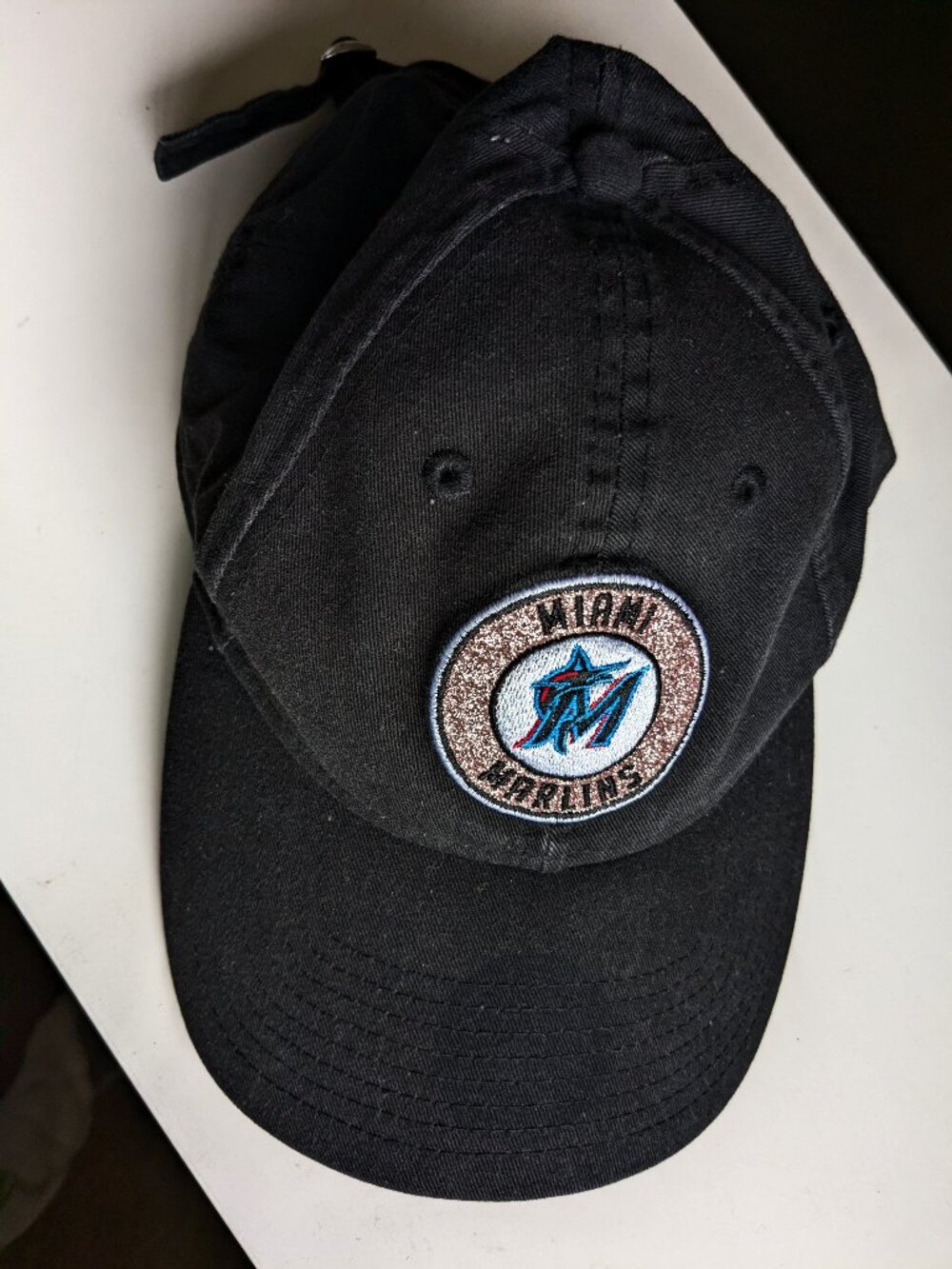 Women's Black Miami Marlins Ball Cap 100% Cotton Gold Patch